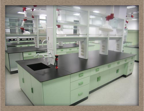 中央實驗桌(含水槽/緊急洗眼器/藥架)